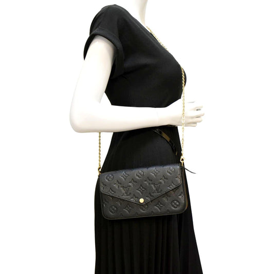 LOUIS VUITTON  Felicie Monogram Empreinte Pochette Crossbody Bag Black