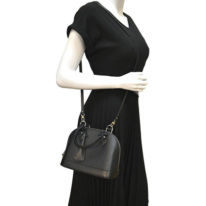 LOUIS VUITTON Alma BB Epi Leather Satchel Crossbody Bag Black