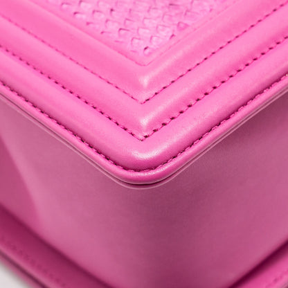 Chanel Medium Boy Flap Bag Python Pink Brushed