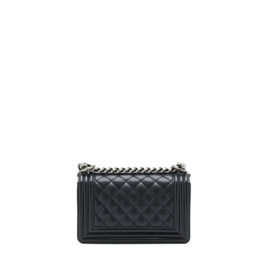 Chanel Small Boy Bag Caviar Black Ruthenium Sliver Hardware