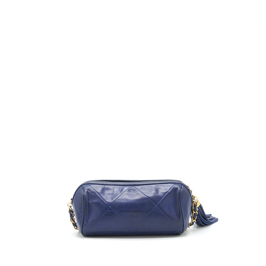 Chanel Vintage Barrel Bag Lambskin Navy
