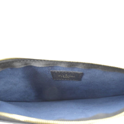 LOUIS VUITTON Neverfull Empreinte Monogram Pochette Wristlet Pouch Black