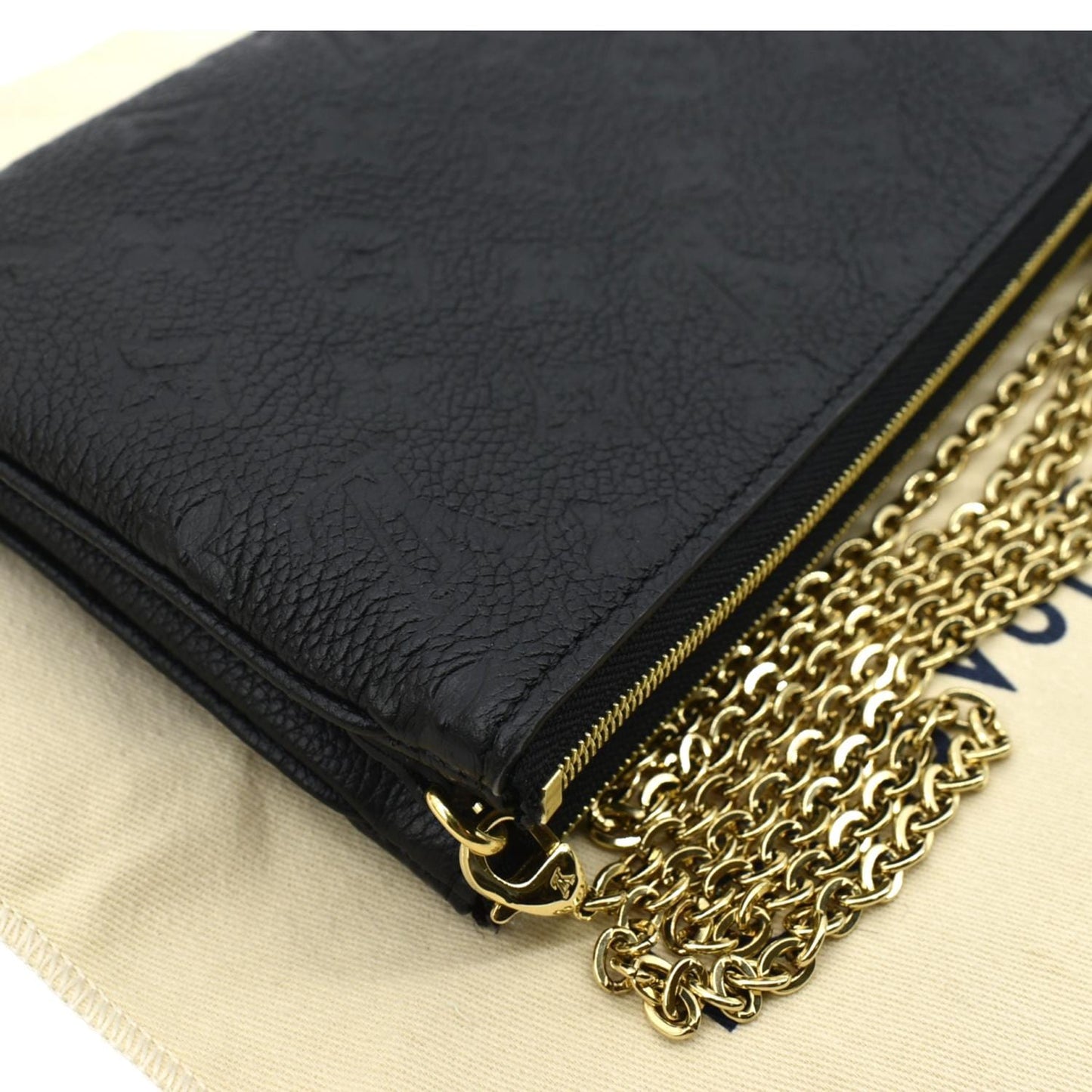 LOUIS VUITTON Double Zip Pochette Monogram Empreinte Crossbody Bag Black