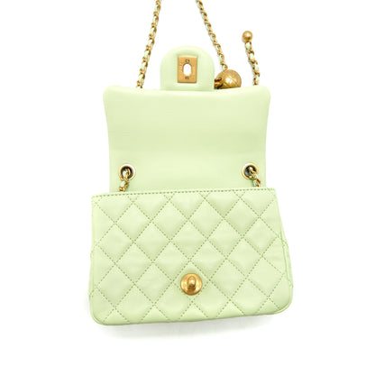 Chanel 22C Pearl Crush Mini Square Flap Bag Light Green