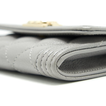 Chanel Boy Flap card holder Caviar light Grey L