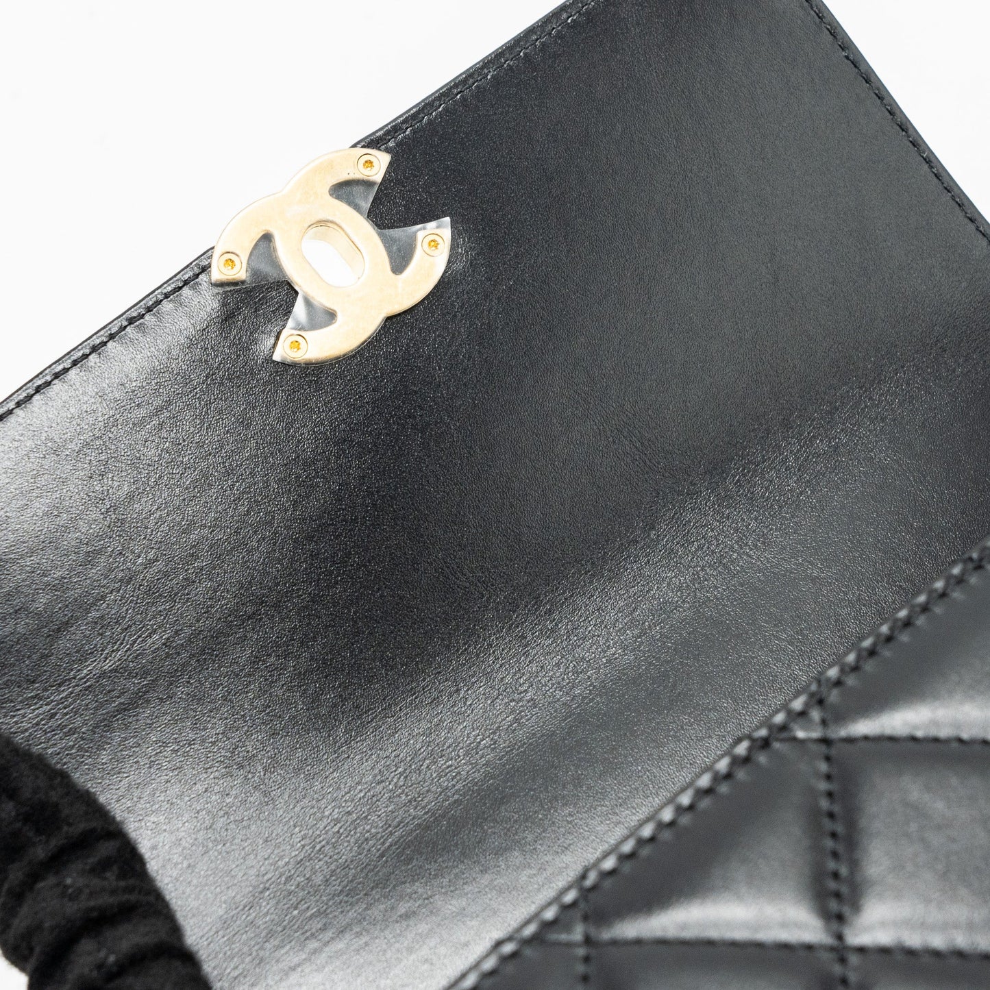 Chanel 24c Gold Crush Mini Flap Bag Calfskin Black  (Microchip)
