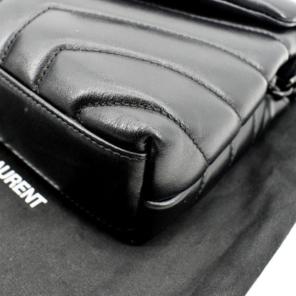 YVES SAINT LAURENT Loulou Toy Matelasse Leather Crossbody Bag Black