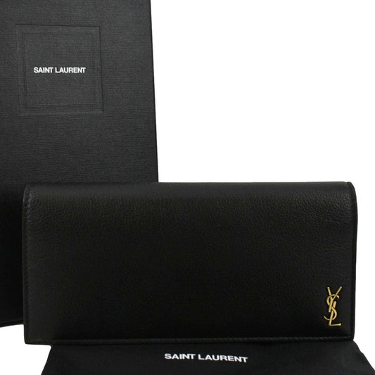 YVES SAINT LAURENT Flap Leather Wallet Black