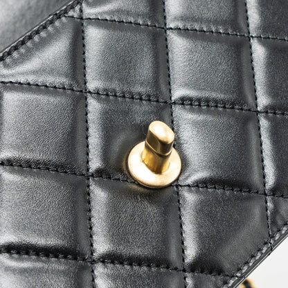 Chanel 24c Gold Crush Mini Flap Bag Calfskin Black  (Microchip)