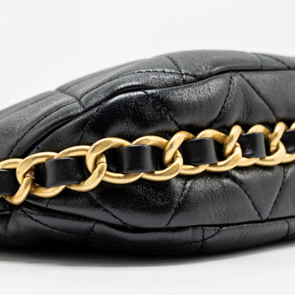 Chanel 23K hobo bag with adjustable chain lambkin black  (microchip)