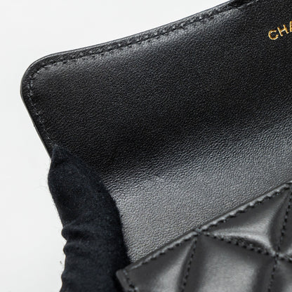 Chanel classic long flap wallet lambskin black  (microchip)