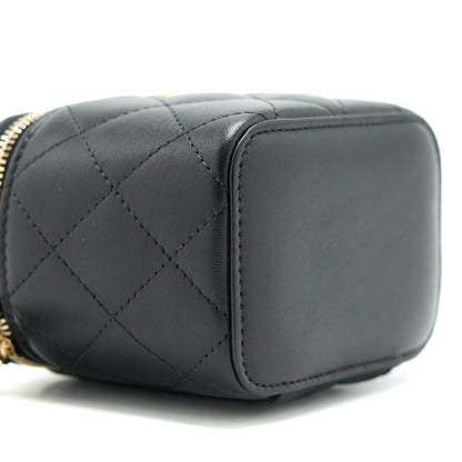 Chanel 22C Pearl Crush Mini Vanity With Chain Lambskin Black