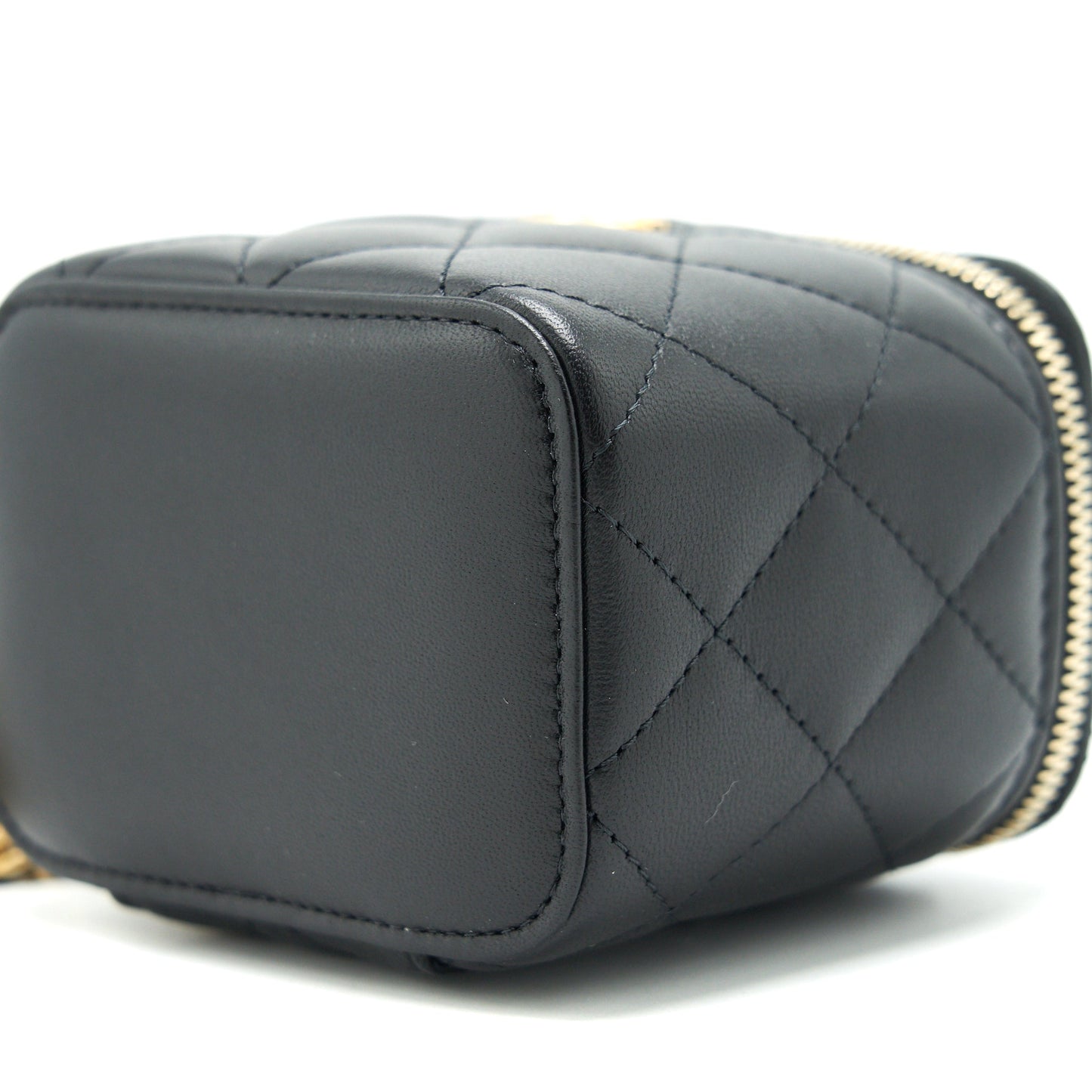 Chanel 22C Pearl Crush Mini Vanity With Chain Lambskin Black