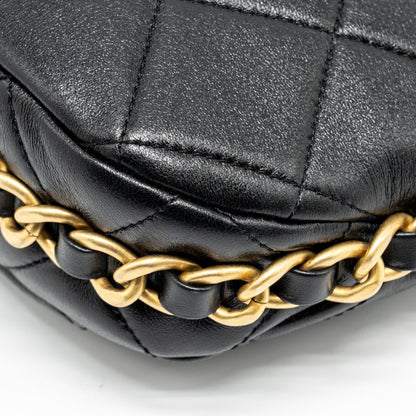 Chanel 23K hobo bag with adjustable chain lambkin black  (microchip)