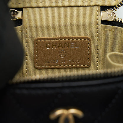 Chanel 22C Pearl Crush Mini Vanity With Chain Lambskin Black