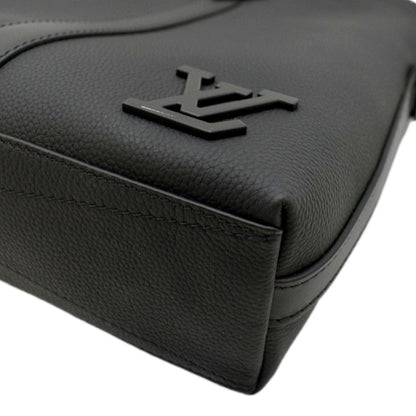 LOUIS VUITTON Takeoff Aerogram Grained Calf Leather Briefcase Black