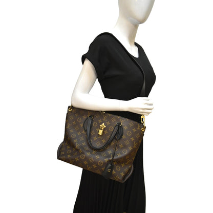 LOUIS VUITTON Flower Zipped MM Monogram Canvas Tote Bag Noir