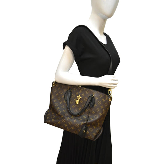LOUIS VUITTON Flower Zipped MM Monogram Canvas Tote Bag Noir