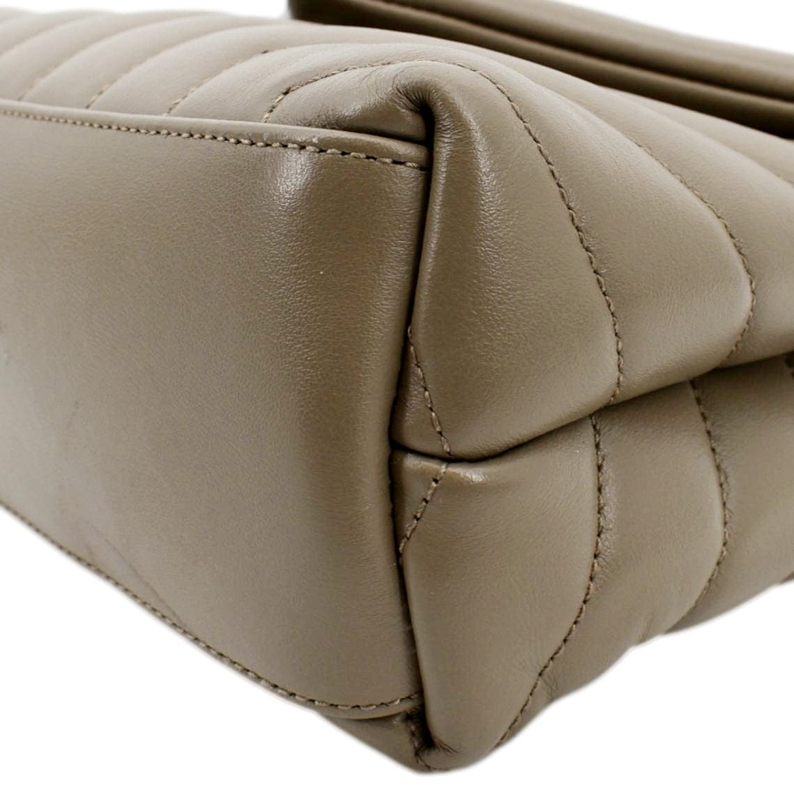 YVES SAINT LAURENT Small Loulou Quilted Leather Crossbody Bag Dark Beige