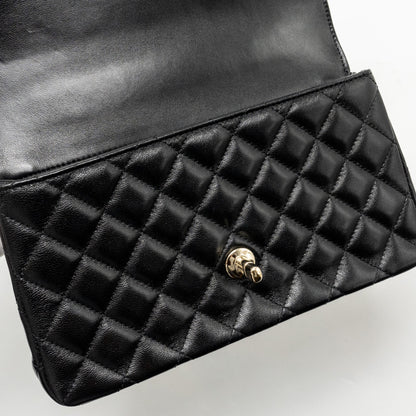 Chanel 23a Crystal Top Handle Flap Bag Shiny Lambskin Black L(microchip)