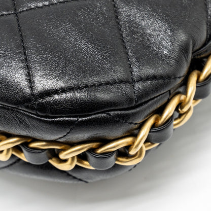 Chanel 23K hobo bag with adjustable chain lambkin black  (microchip)