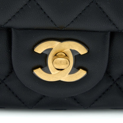 Chanel Pearl Crush Mini Rectangular Lambskin Black Brushed  (Microchip)