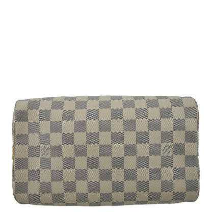 LOUIS VUITTON Speedy 25 Bandouliere Damier Azur Satchel Bag White