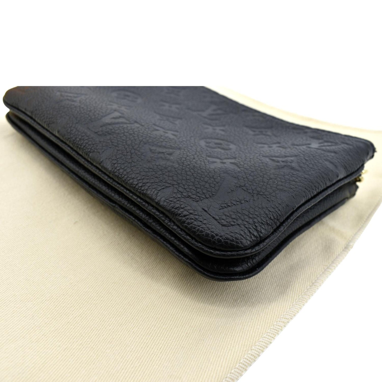 LOUIS VUITTON Double Zip Pochette Monogram Empreinte Crossbody Bag Black