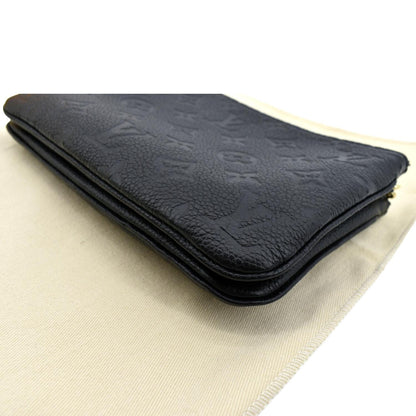 LOUIS VUITTON Double Zip Pochette Monogram Empreinte Crossbody Bag Black
