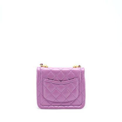 Chanel Square Flap Bag Lambskin Light Purple Brushed