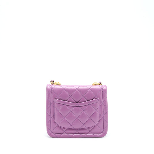 Chanel Square Flap Bag Lambskin Light Purple Brushed
