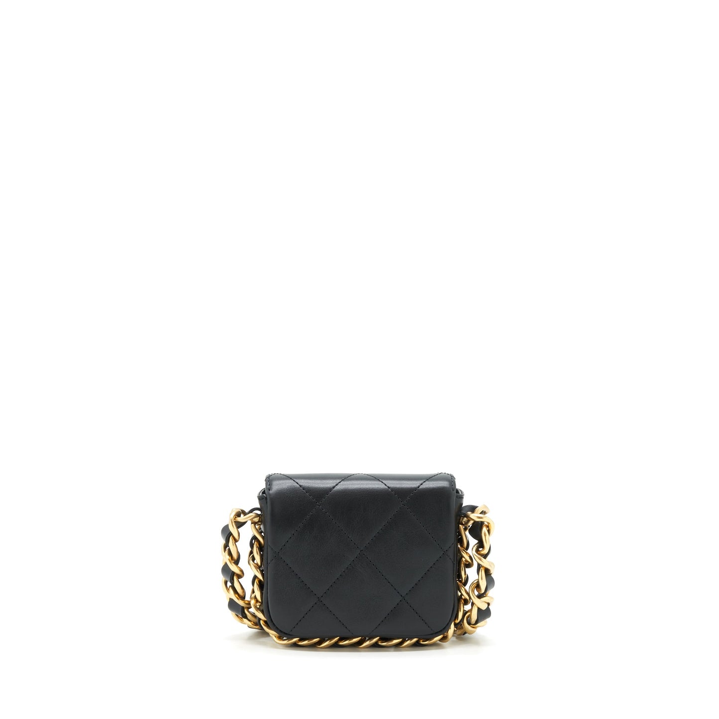 Chanel Mini Flap Giant Chain Crossbody Bag Lambskin Black Brushed