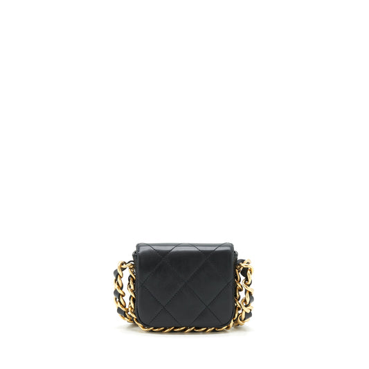 Chanel Mini Flap Giant Chain Crossbody Bag Lambskin Black Brushed