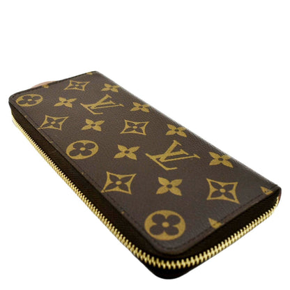 LOUIS VUITTON Clemence Monogram Canvas Zippy Wallet Brown
