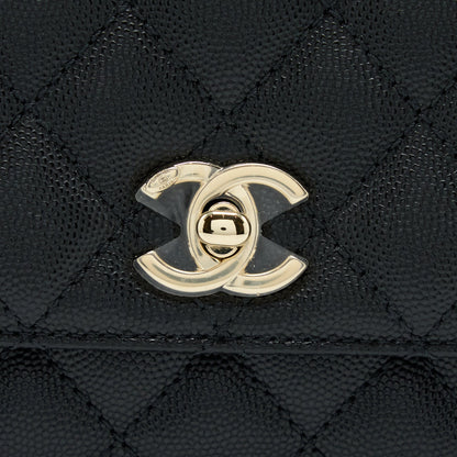 Chanel Mini Coco Handle Bag With Dark Red Handle Caviar Black L(Microchip)