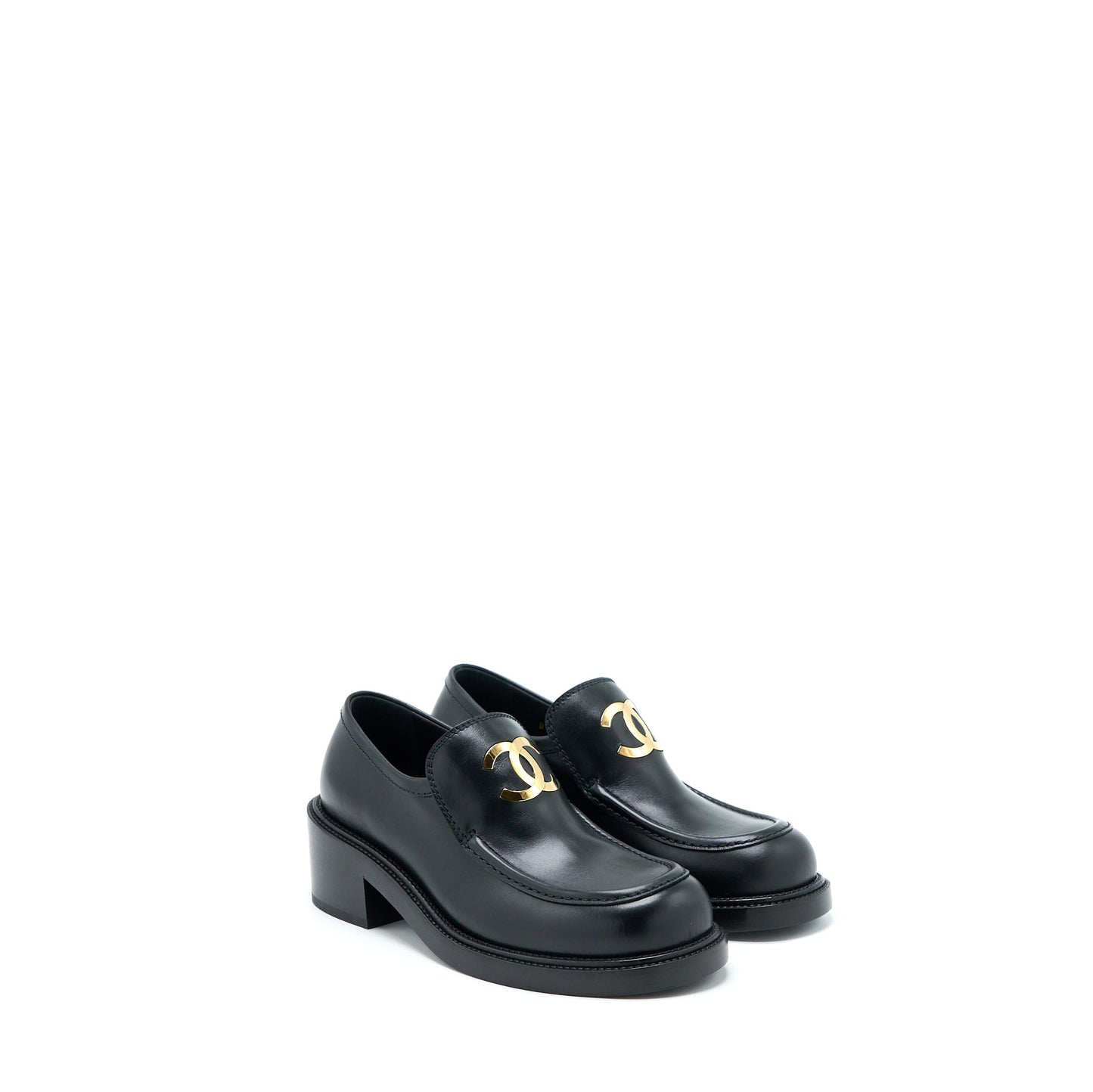 Chanel 22K Size 38 Loafer Leather Black