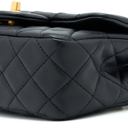 Chanel Pearl Crush Mini Rectangular Flap Bag Lambskin Black  (Microchip)