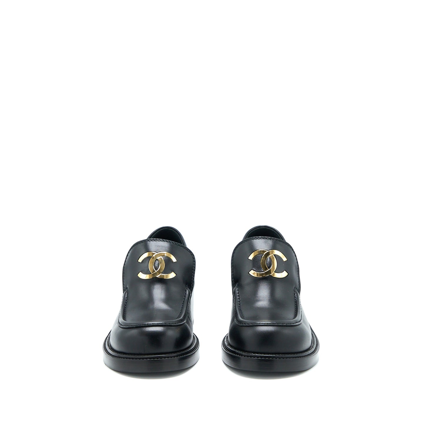 Chanel 22K Size 38 Loafer Leather Black