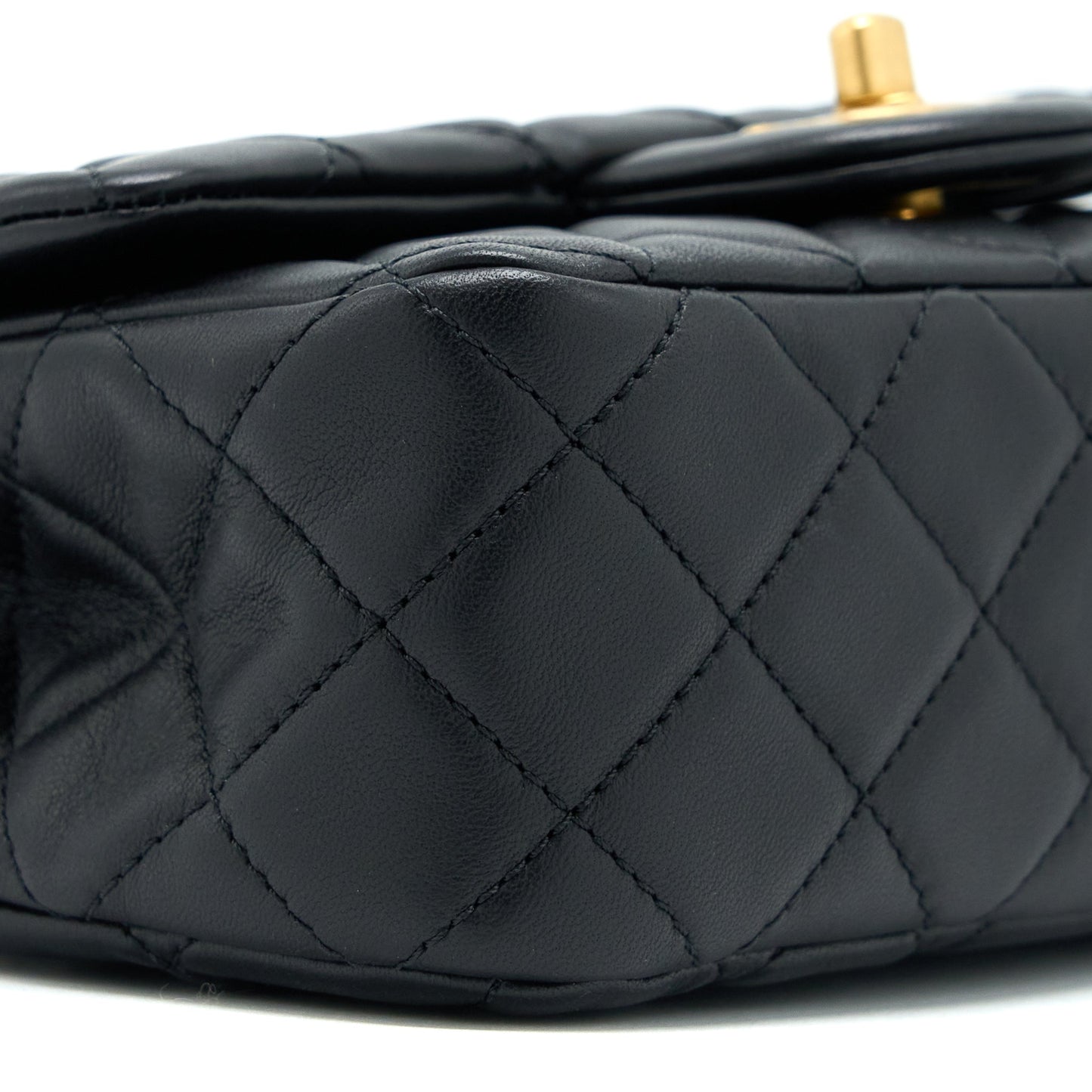 Chanel Pearl Crush Mini Rectangular Flap Bag Lambskin Black  (Microchip)