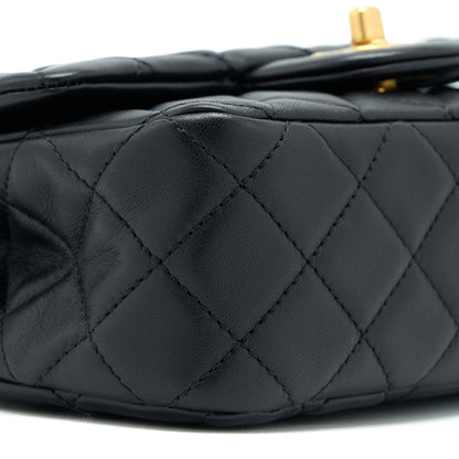 Chanel Pearl Crush Mini Rectangular Flap Bag Lambskin Black  (Microchip)