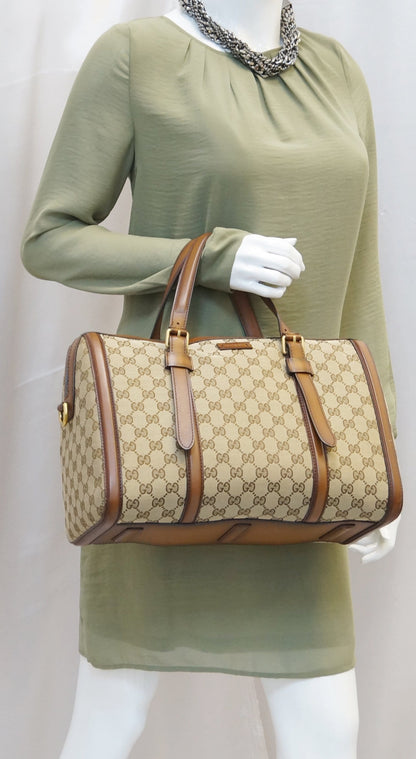 GUCCI Lady Web Original GG Canvas Boston Bag 381044