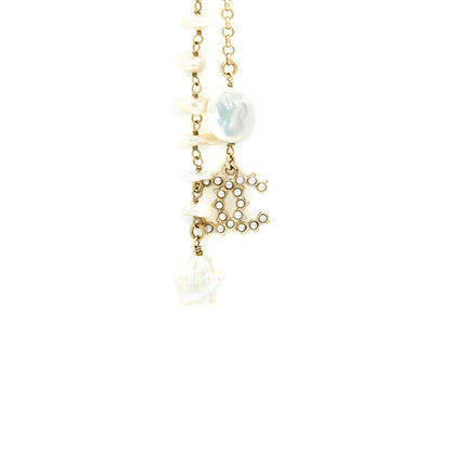 Chanel Pearl Drop Earring With CC Logo Light Gold Tone