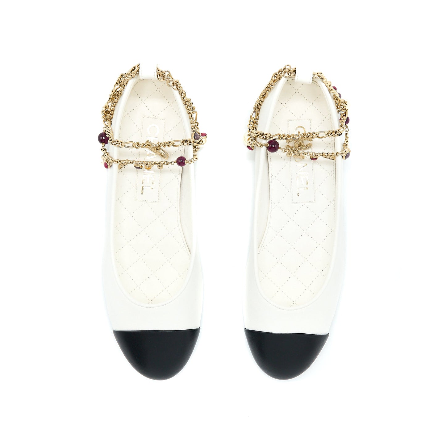 Chanel Size 36 Ballerina Shoes With Charm Chain