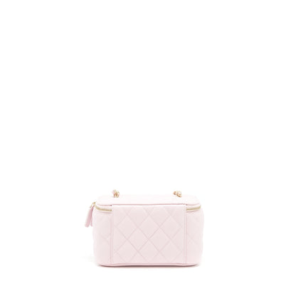 Chanel 22P Long Vanity Case With Logo Chain Caviar Light Pink L