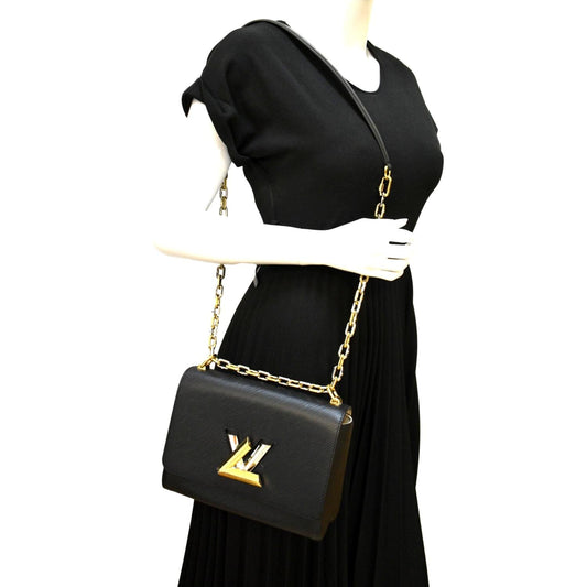 LOUIS VUITTON LV Twist MM Epi Leather Shoulder Bag Black