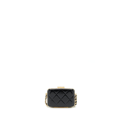 Chanel 21A Mini Clip Box With Chain Patent Black L