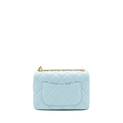 Chanel 22P Enemal Small Flap Bag Lambskin Light Blue Gold/Blue Hardware