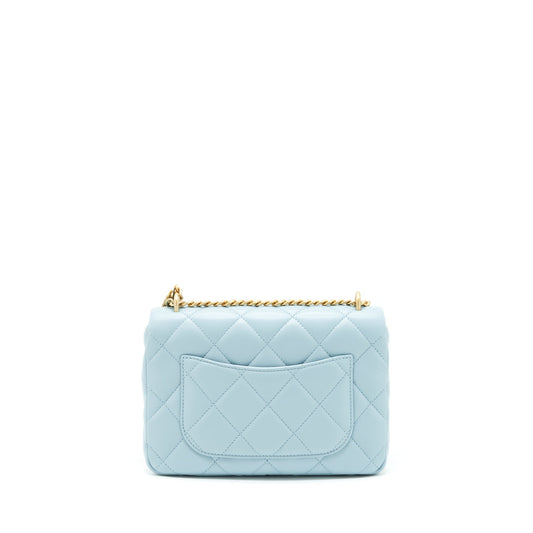 Chanel 22P Enemal Small Flap Bag Lambskin Light Blue Gold/Blue Hardware