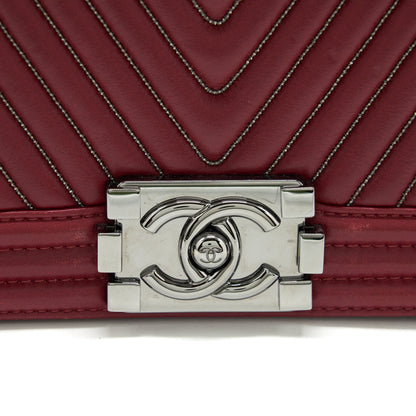 Chanel Medium Chevron Boy Chanel Bag Limited Edition dark red