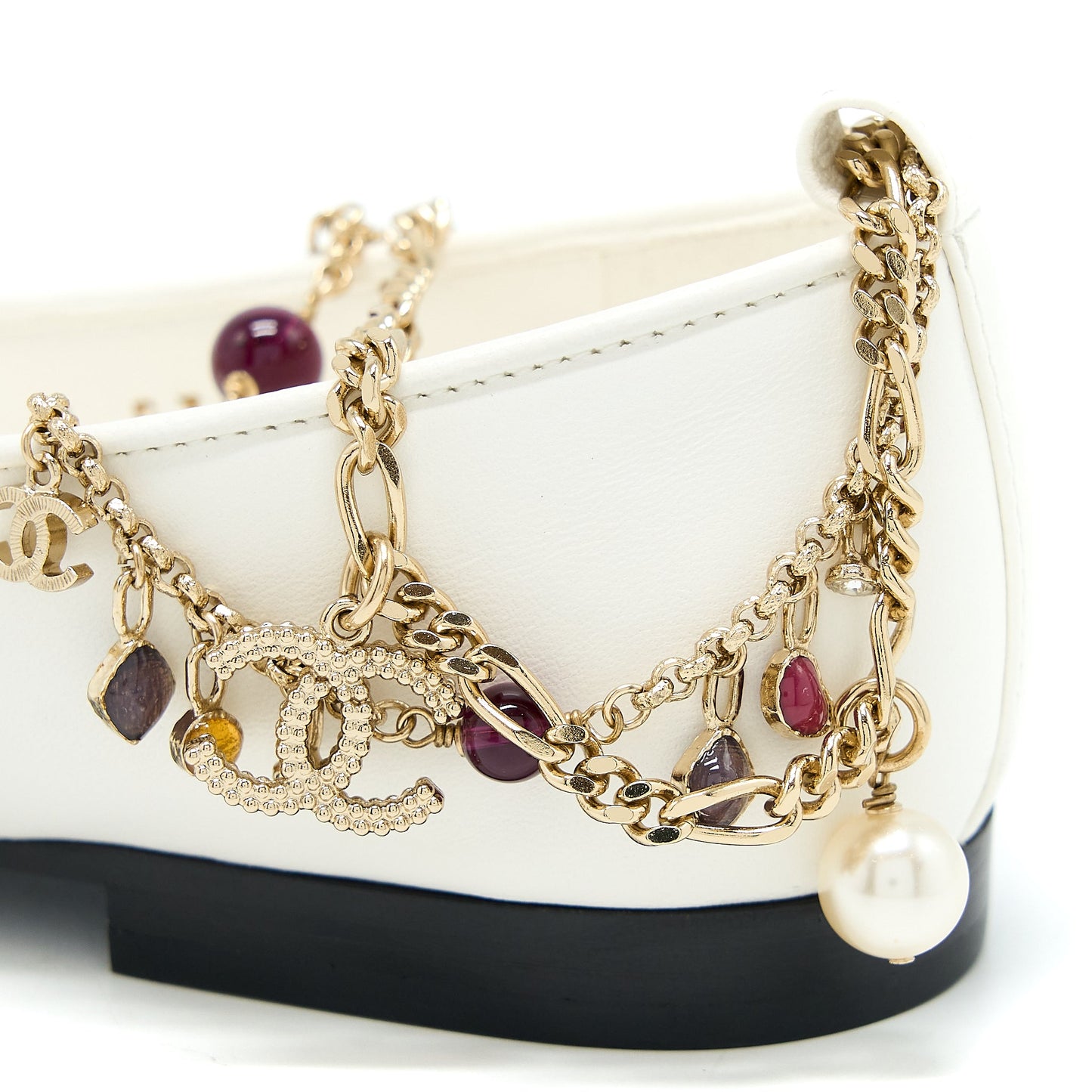 Chanel Size 36 Ballerina Shoes With Charm Chain